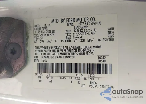 2015 Ford Transit Connect Xl from USA, damaged, VIN NM0LE6E76F1190734